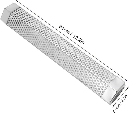 Pellet Smoker Tube, 12.2'' Stainless Steel Bbq Pellet Tube Cold Hot Smoking Portable Smoke Generator for Any Grill Smoker Not Roll on Grill...