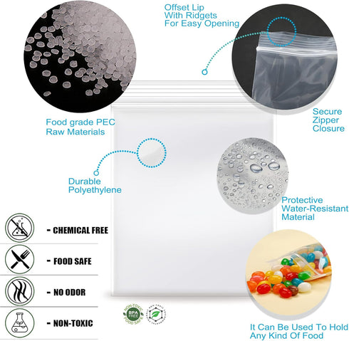 2''x 3'', (Pack of 200) Small Clear Poly Zipper Bags, Reclosable Zipper Lock Storage Plastic Bags for Jewelry, Beads, Screws & Small Items...
