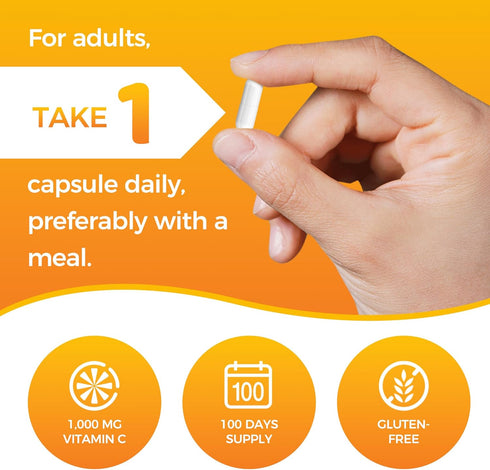 Vitamin World Vitamin C 1000 mg with Bioflavonoids, Immune Support, Antioxidant Protection, Vitamin C Supplement for Collagen Production, Bone & S...