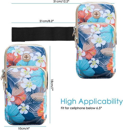 Sports Arm Bag, Universal Unisex Armbands Exercise Workout Running Gym Armbands Phone Holder Pouch Case with Earphone Hole for iPhone, Samsung Gal...