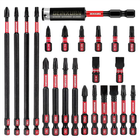 Impact Tough Magnetic Mixed 23Pack Insert Driver Bits, S2 Alloy Steel Screwdriver Power Bits Set with 1Pcs Impact Magnetic Bit Holder...