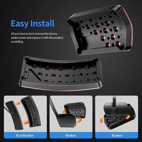 Aluminum Alloy Pedal Cover for Dodge Challenger 2008-2023 for Charger 2011-2023 for Chrysler 300 300C 2009-2019 No Drilling Aluminum Brake and Acc...