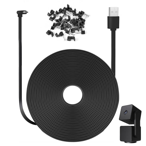 30FT/9M L-Shape Micro USB Extension Cable Compatible with WYZE Cam Pan V3, 90 Degree Extension Charging Cable Power Your WYZE Cam Pan V3 Continuou...