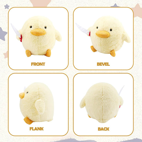 11'' Cute Duck with Knife Plush,Duck Stuffed Animals Soft Toys Yellow Duckling Duckie Plushies Throw Pillow Funny Cuddly Gifts for Kids Boys Girls...