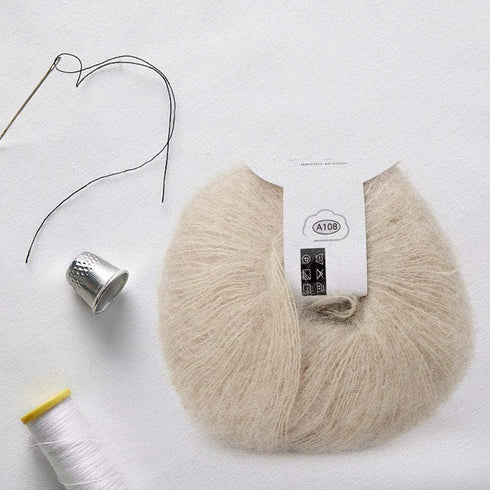 Soft Mohair Wool Knitting Yarn Lightweight Hand Knitwear Yarn DIY Shawl Scarf Crochet Thread(Beige)......