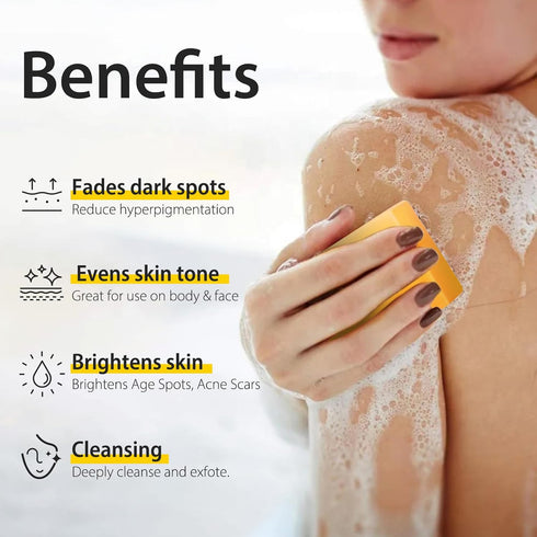 Tamoskiny Honey Glow Lemon Turmeric Kojic Acid Soap Bar for Hyperpigmentation, Lemon Turmeric Kojic Soap for Dark Spots Remover, Deep Cleansing Fa...