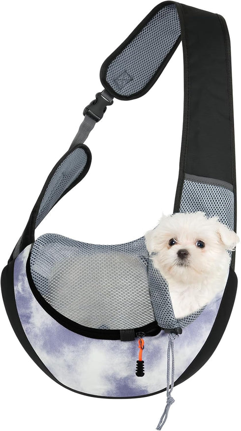Cosmos Pet Dog Sling Carrier Breathable Mesh Pet Sling Bag Travel Pet Safe Carrier Hand Free Puppy Satchel with Padded Strap and Safety Rope for S...