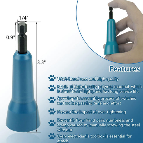 Wire Twisting Spinner,Spin-Twist Wire Connector Socket,Wire twist tool with 1/4" Chuck(Blue)...