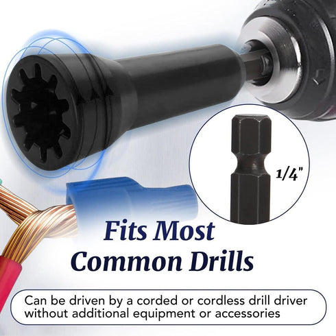 Wire Twisting Tool, Wire Nut Driver, 1/4 Chuck Wire Twisting Spinner Wire Tool for Drill and Wire Connector Driver (Black)...