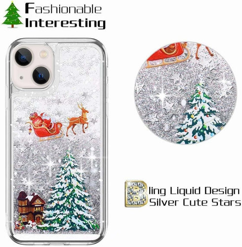 for iPhone 15 Case iPhone 15 Christmas Phone Case Glitter Sparkle Liquid Floating Case Shockproof Clear Soft TPU Bumper Case Xmas Santa Claus Sili...