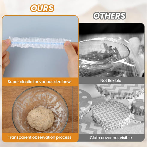100 Pcs Bowl Covers For Bread Proofing, Plastic Covers For Bowls, Reusable Elastic Bowl Covers For Food Preservation Outdoor Food Covers To Keep B...