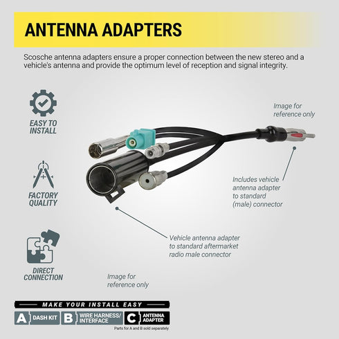 Scosche CRARB Reverse Antenna Adapter for Factory Radio Compatible with Select 2001-19 Import and Domestic Vehicles - Aftermarket Audio Antenna Ad...