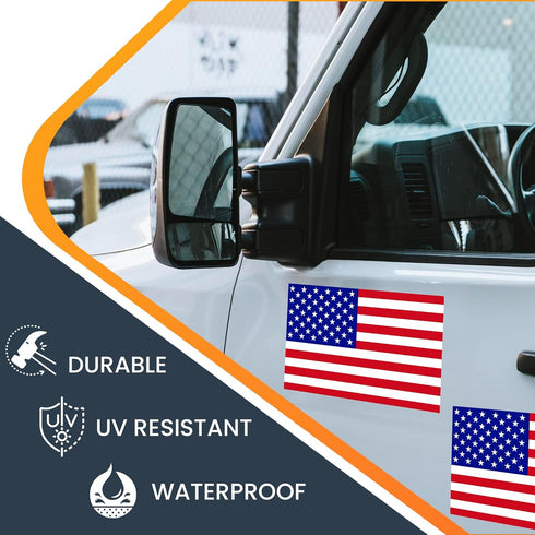 Magnet Me Up: American Flag Automotive Magnet Decal - 5x8 inches, 2 Pack, Red White, and Blue - Heavy-Duty for Car, Truck, SUV United States of Am...