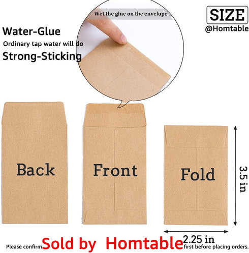 200 Pack Small Coin Envelopes Self-Adhesive Kraft Paper Seed Envelopes Mini Parts Small Items Stamps Storage Packets Envelopes for Garden, Office ...