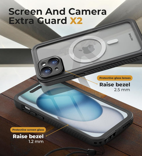 MOTIVE Waterproof Case for iPhone 15, Built-in Screen Protector, Seamless MagSafe Compatibility, Dustproof Shield, Shockproof, Complete 360° Water...