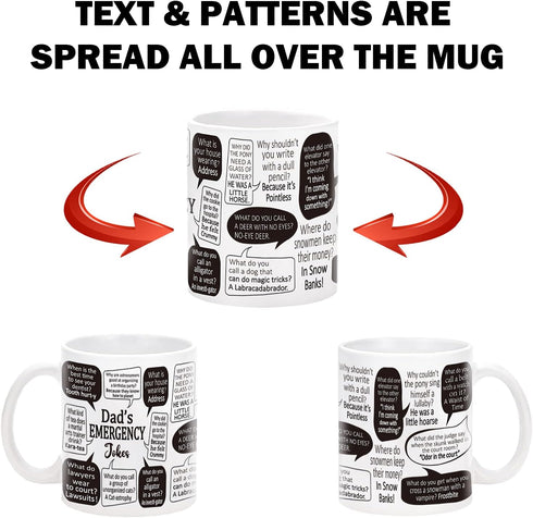 YHRJWN Gifts for Dad, Emergency Dad Jokes Coffee Mug, Father's Day Gift from Daughter Son Kids, Funny Gag Gifts, Novelty Gift Idea on Birthday Chr...