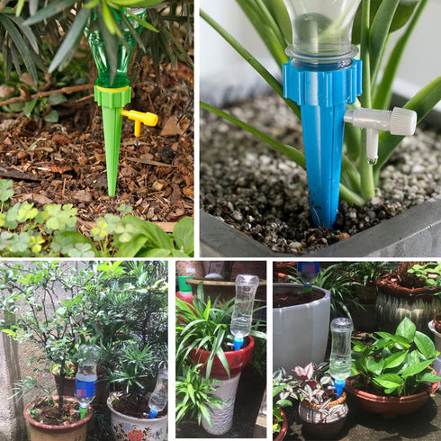 Self Plant Watering Spikes 12 Pack Auto Drippers Irrigation Devices Vacation Automatic Plants Water System with Adjustable Control Valve Switch De...