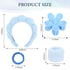 10Pcs Blue Spa Headband and Wrist Washbands Set, Skincare Headband Face Wash Headband Makeup Headband, Flower Hair Claw Clip and 6Pcs Slip Hair Ti...