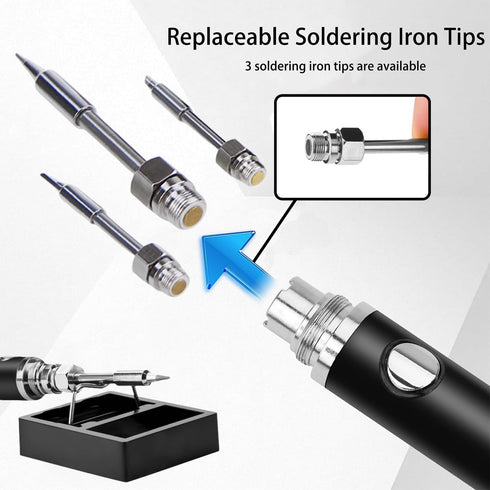 Cordless Soldering Iron Kit, USB Rechargeble Soldering Gun, 3 Temperature Adjustable Rapid Heat 620-840°F, Portable Soldering Iron Pen for Electro...