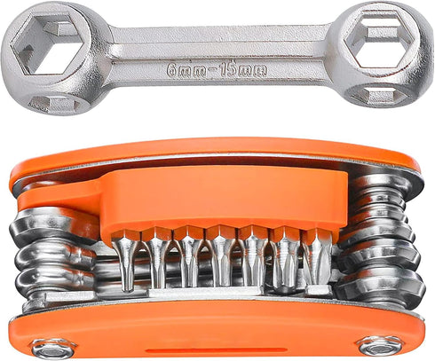 20 in 1 Bike Multitool Kit CRV Steel Multi-Function Cycling Mechanic Repair Tool Kit with 6-15mm Hexagon Bone Wrench Heavy Duty Metal Spanner...