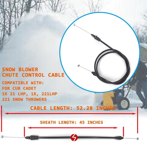 946-04722 2-Way Chute Control Cable fits Cub Cadet 1x 21 LHP, 1X, 221LHP, 221 Snow Throwers for MTD Craftsman Snow Blowers Replaces 746-04722...