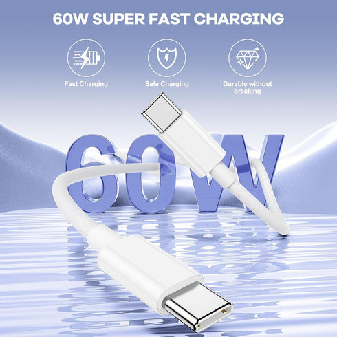 USB C Cable for iPhone 15 Charger Cord 6FT 3 Pack, 60W Woven USB C to C Cable Replacement for iPhone 15 Plus/15 Pro Max, MacBook Pro 2021/2020,iPa...