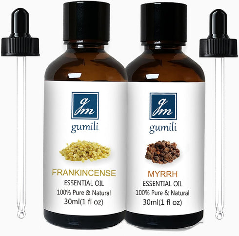 Frankincense and Myrrh Essential Oil, 100% Pure Undiluted Essential Oil for Skin, Hair, Aromatherapy - 1 oz (Pack of 2)...