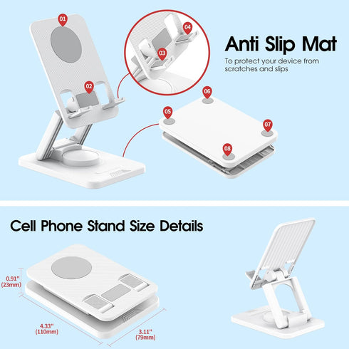 Aiwode 360° Rotating Cell Phone Stand,Desk Phone Holder,Portable Cellphone Cradle,Foldable Phone Stand,for iPhone 14/13/12/11/Pro/Max/Plus/Mini/Pr...