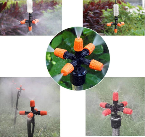 Garden Irrigation Sprinklers Head Five Head Drip Irrigation Emitters 360° Micro Irrigation System 1/2 inch Drip Irrigation Parts for Patio,Lawn,Gr...