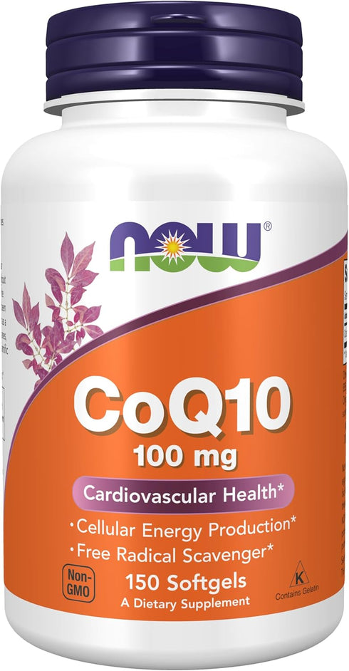 NOW Supplements, CoQ10 (Coenzyme Q10) 100 mg, Pharmaceutical Grade, Cardiovascular Health*, 150 Softgels...