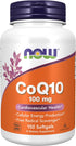 NOW Supplements, CoQ10 (Coenzyme Q10) 100 mg, Pharmaceutical Grade, Cardiovascular Health*, 150 Softgels...