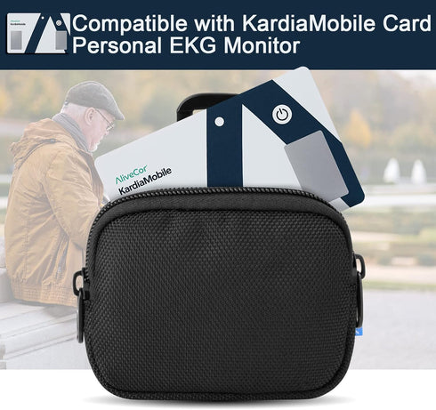 Xxerciz Heart Monitor Case for KardiaMobile Card Personal EKG Monitor Device, Heart Rate Monitor Nylon Storage Bag with Carabiner (Case Only)...