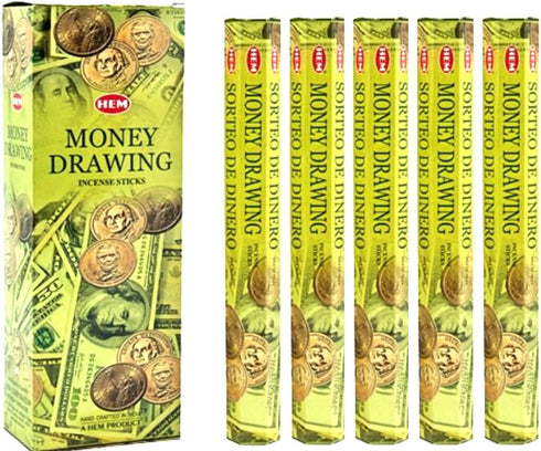 Hem Money Drawing Incense Sticks (120 Sticks, 6 Boxes Inside) - 9 Inches Long, 20g per Box - A Powerful and Enchanting Way to Attract Prosperity a...