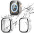 2 Pack 2 in 1 Waterproof Case for Apple watch Ultra 49mm, Straight Edge PC Front & Back Bumper with Tempered Glass Screen Protector 360 Protective...