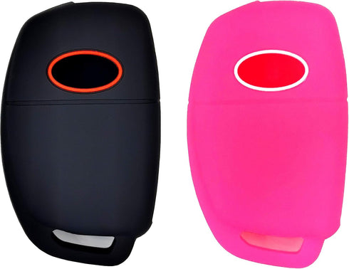Silicone Rubber Key Fob Cover Compatible with 2013-2019 Hyundai Santa Fe Sonata Tucson Santa Fe Sport(Suitable for Buttons with Eject/flip/fold Bu...
