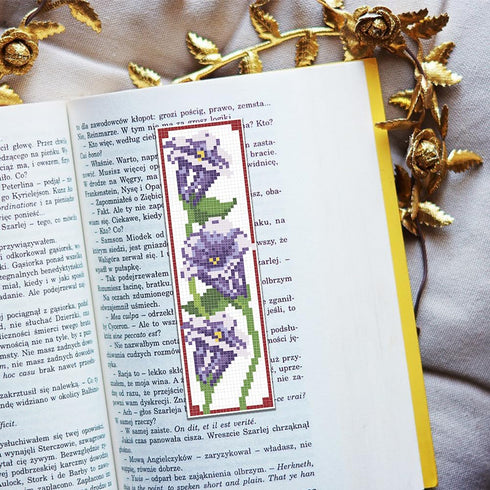 FREEBLOSS 6 Set Bookmark Cross Stitch Kits Stitch Bookmark Cross Stitch Kits with Instructions 6 Flowers Pattern Punch Needle Kit for Beginners Bo...