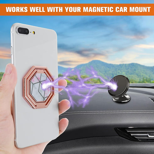 Cell Phone Ring Holder Finger Kickstand, 360° Rotation Metal Cellphone Back Grip Foldable Cell Phone Stand Adjustable Phone Holder Compatible with...