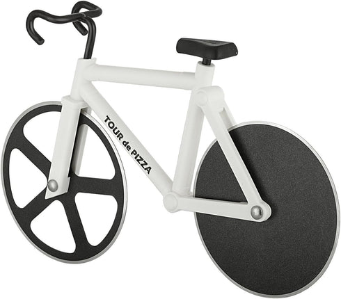 Bicycle Pizza Cutter - TOUR de PIZZA - Dual Stainless Steel Non-Stick Cutting Wheels - Display Stand - The Bike Pizza Cutter is Dishwasher Safe...