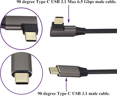 90 Degree USB C to USB C 3.1 Gen 2 Cable USB Right Angle 3.1 Type C Male to Male Extension Cable Fast Charging Compatible for Google Pixel 3XL,Sam...