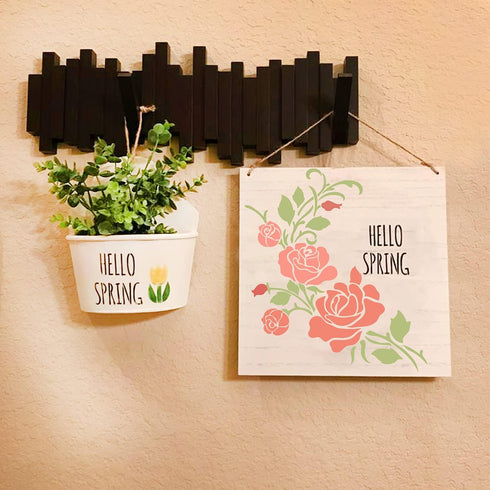 GSS Designs Corner Flower Rose Stencil - Reusable Stencils for Painting on Wood Canvas Wall Furniture - Mylar Stencil for Crafts and Decorations 1...