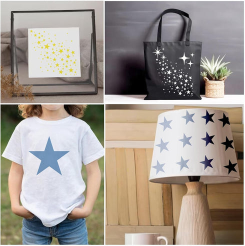 12 Pieces Sparkle Star Stencil Stars Background Craft Stencils Mixed Media Stencils for Painting on DIY Card Making Scrapbook Paper Fabric Pillows...