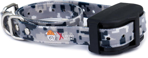 Gray Camo 3/4" Heavy Duty TPU Coated Nylon Replacement Dog Collar Strap with Metal Buckle for Shock, Bark and Electric + Containment Fence Receive...