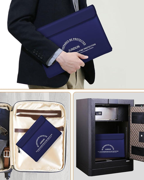 Fireproof Document Bag with 5200? Heat Insulated,14.0”x10.4” Waterproof and Fireproof Money Bag,8 Layers Thickened Fire Safe Storage Bag Pouch wit...