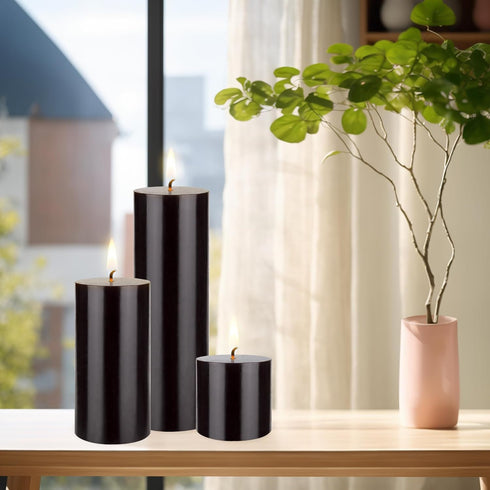 Mega Candles 1 pc Unscented Solid Black Pillar Candles, Hand Poured Premium Wax Candle 3 Inch x 6 Inch, Home Décor, Spas, Weddings, Celebrations, ...