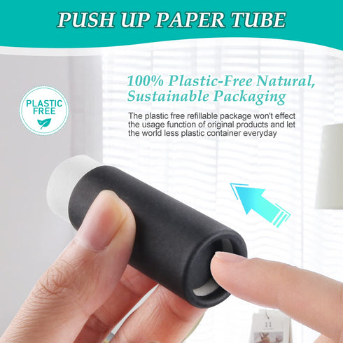 15 Pcs 0.3 oz Paperboard Lip Balm Tubes,Empty Kraft Paper Chapstick Tube Holder,Push-Up Style Biodegradable Solid Perfume Lip Gloss Container for ...