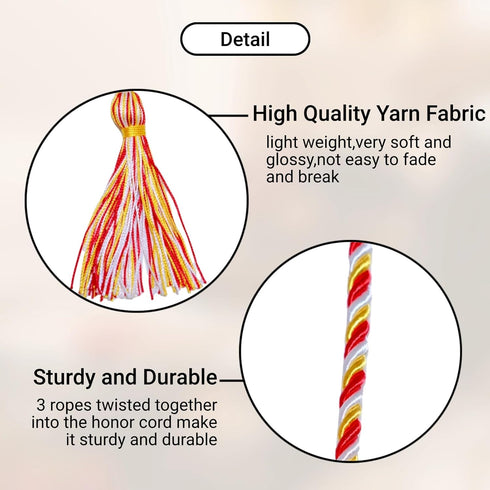 Graduation Honor Cords, 68" Long (Gold/White/Red)...