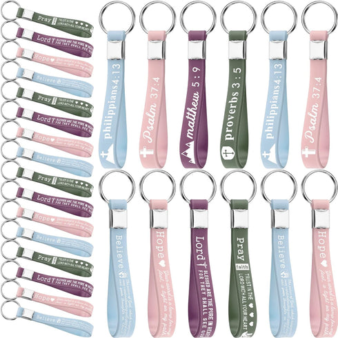 Sureio 48 Pcs Father's Day Christian Bible Verse Keychains Bulk with Inspirational Religious for Church Gifts...