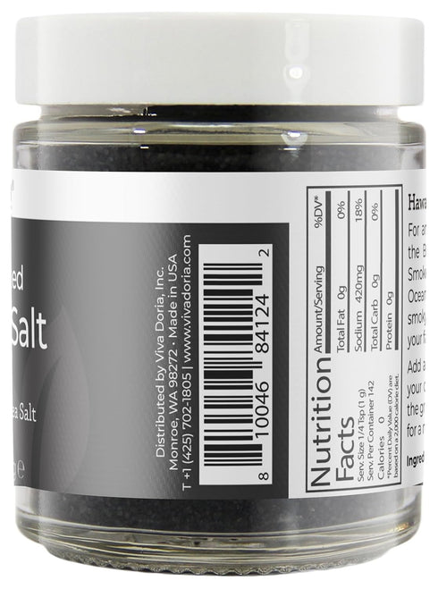 Viva Doria Hawaiian Smoked Black Lava Sea Salt, Fine Grain, 5 Oz Glass Jar...