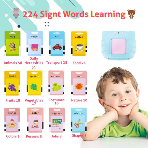 Talking Flash Cards for Toddlers Ages 2-3 Years Educational Toddlers Learning Toys Ages 2-4 Toddler Flash Cards 1-2 Years Speech Therapy Toys Blue...