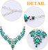Jewelry Set for Women, 1 Set Green Pearl Crystal Necklace and Dangle Earrings Elegant Bridal Floral Cluster Teardrop Statement Necklace Earrings f...